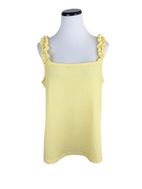 Vero Moda Ruffle Sleeve Textured Tank Top Yellow Size XL